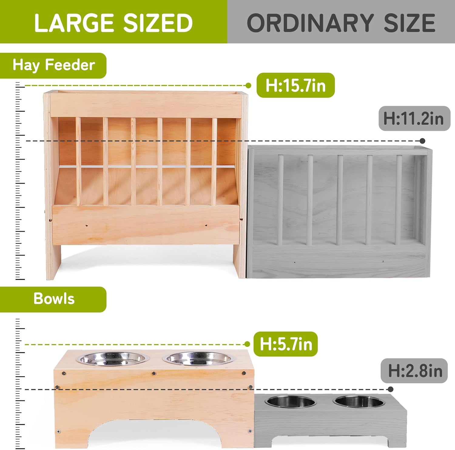 4 In 1 Rabbit Hay Feeder With Litter Box Wooden Bunny Feeder Manger Hay Holder Rack Toilet For Guinea Pig Hamster Small Animals