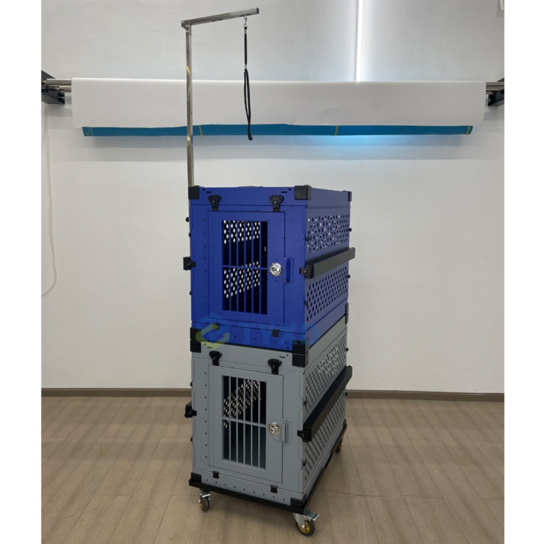 2025 Stainless Large Luxury Aviation Aluminum Dog Transport Crate Foldable Thickened Ventilation Firm Cage Plastic Tray Houses