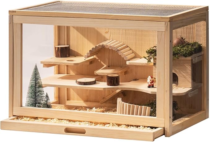 LG Factory Supply Good Quality Luxury Wooden Hamster cage Enclosure Guinea Cooling Cute small Accessories Cheap Hamster cage
