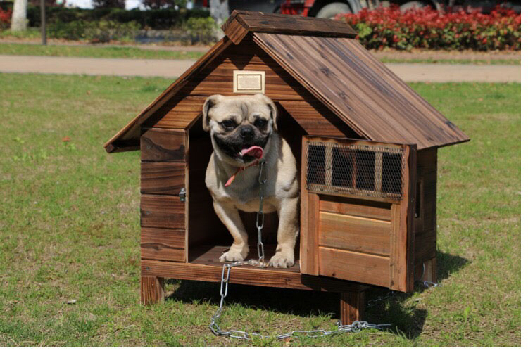 Luxury Modern All-Season Large Dog Shelter Rainproof Outdoor Wood Kennel Button Closure Solid Animal Design Dog House Cage OEM