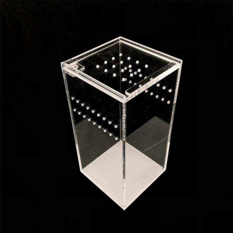 ART Luxury Acrylic Reptile Enclosure with Stainless Steel Frame Small Pet Cage Plastic Tray Breathable Design
