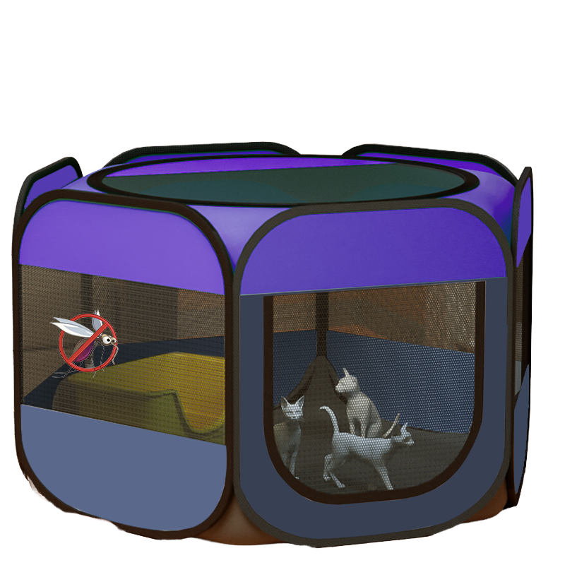 114*114*58cm Breathable Spring/Summer Dog Cage Pet Tent Enclosure with Belt Closure Oxford Cloth Folding Kennel for All Seasons