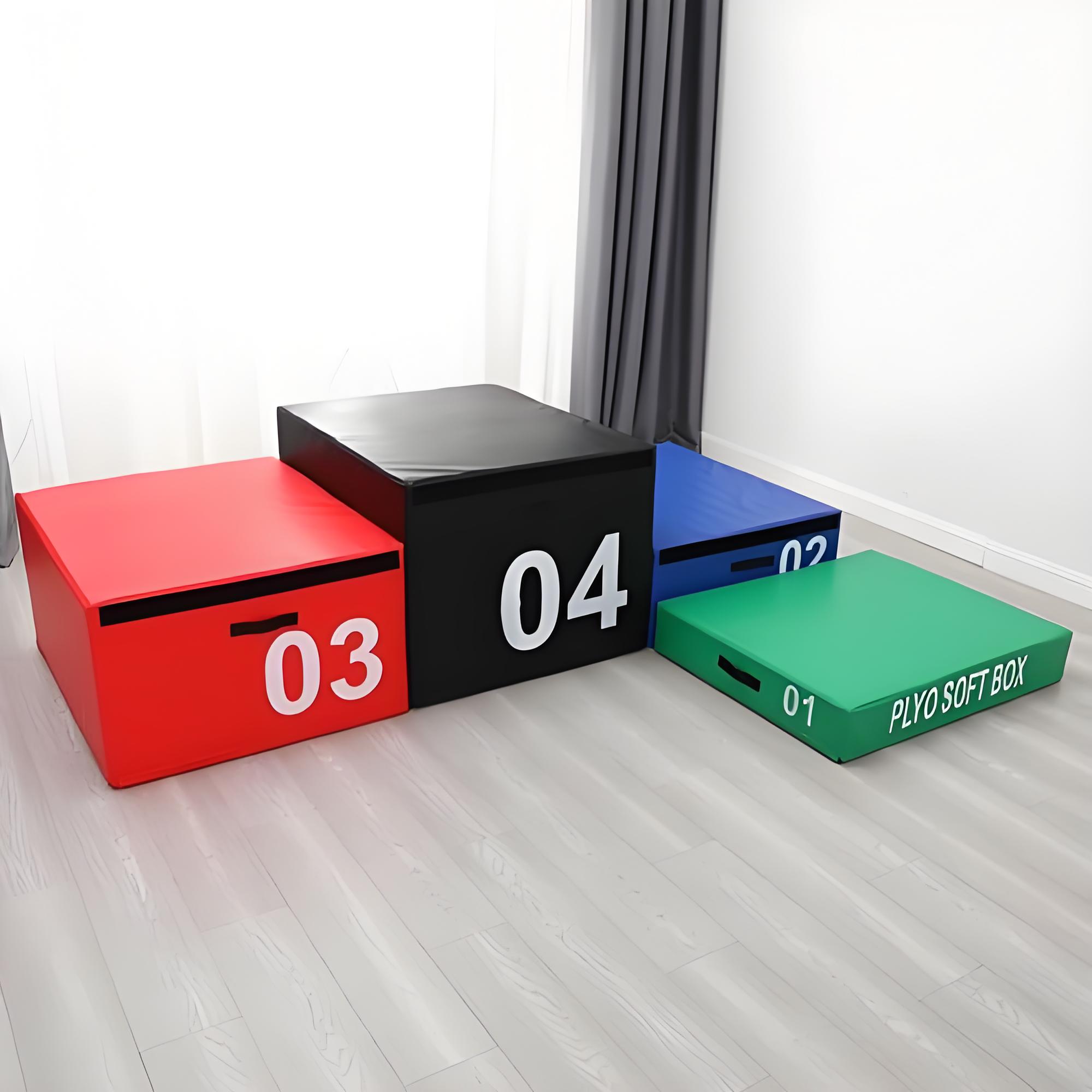 4 Section Trapezoid Kids Jumping Box PVC/EPE Soft Durable Eco-Friendly Anti-Slip Adjustable Height Plyometric Training Box