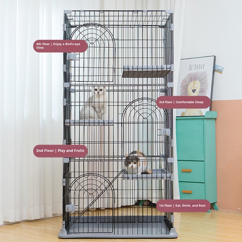 Customized Breathable Double-Layer Triple-Layer Indoor Cat Cage Easy to Clean Pet Cattery with Cat Villa Design All Seasons