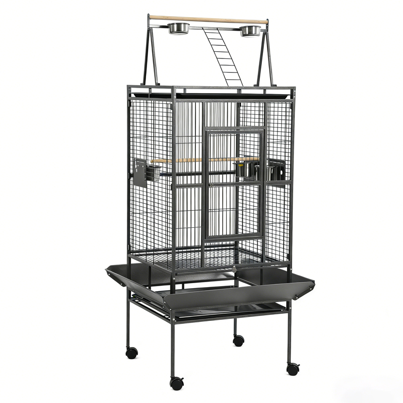Heavy Duty Rolling Large Metal Bird Cage With Wheels Removable Tray for Parrots Easy Move Clean Home Aviary for Sale
