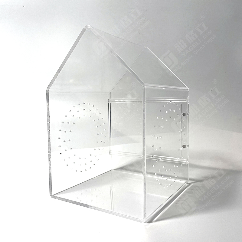 Custom Jumping Spider Enclosure Clear House Shape Acrylic Reptile Spider Box Enclosure