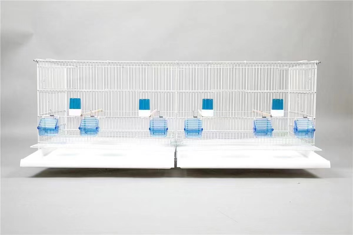 Stackable and Collapsible White Wire Canary Breeding Cages Handmade Love Bird Cage Carton Package