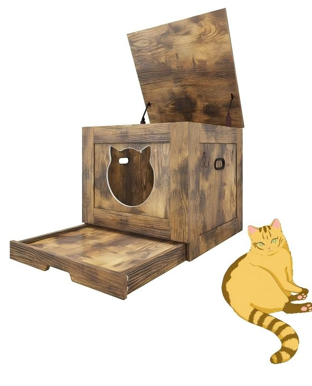 High Quality Wooden Furniture Rustic Brown Cat Pet House
