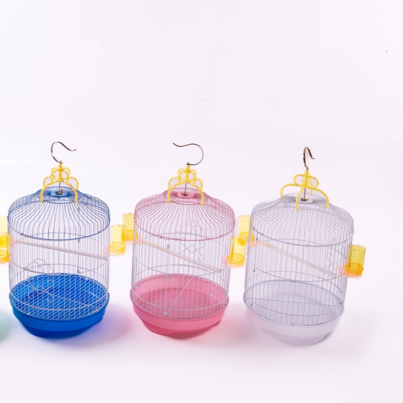 Small Bird Cage Parrots Pigeons Cage White Blue Yellow Pet House Plastic Cage Crate Enclosure with Easy Clean Tray for Birds