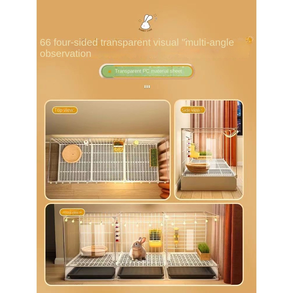 OEM/ODM Large Indoor Rabbit Cage With Automatic Drip Tray, Transparent Pet House