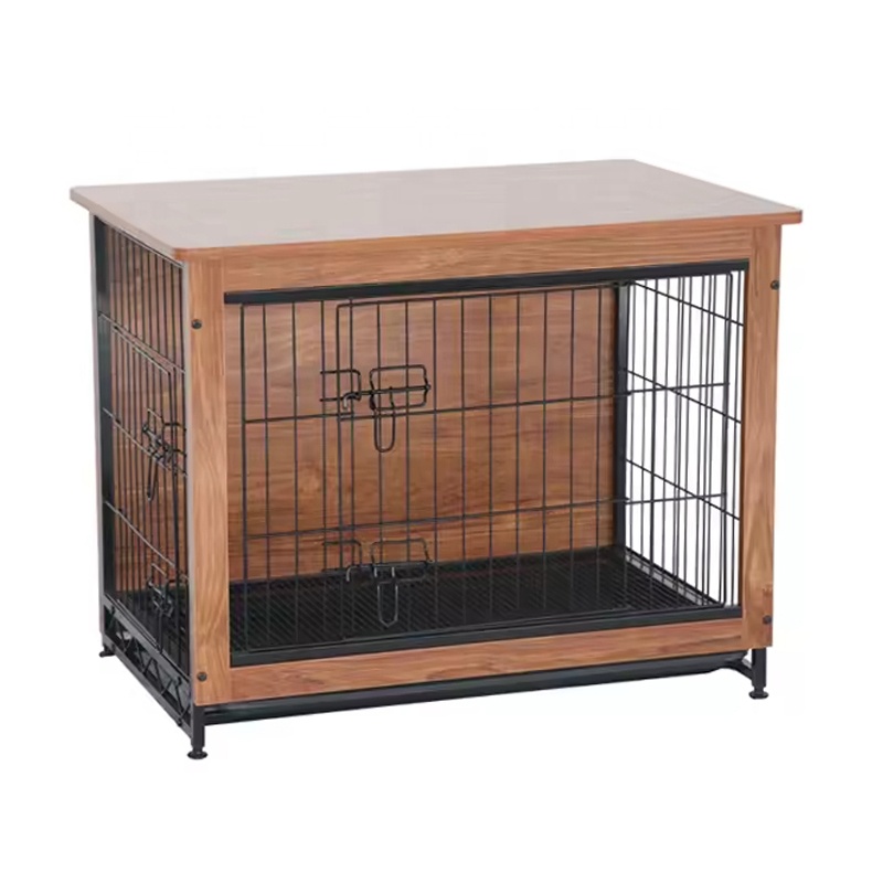Indoor Wooden Dog Kennel Stylish Pet Crate Large Dog Cages with Easy Clean Removable Tray