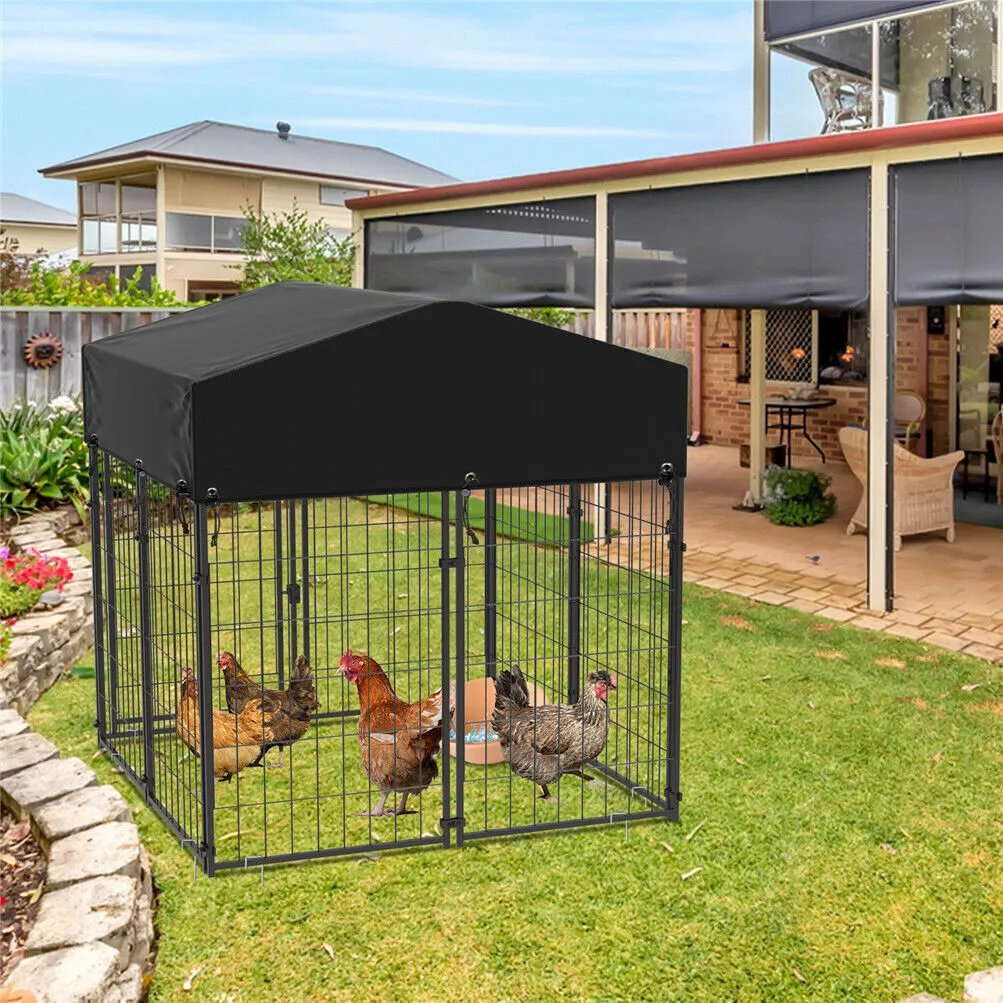 YOELLEN Durable Practical Steel Metal Large Size Dog Kennel Outdoor Garden Home Use 8/12 Pieces Heavy Duty Dog Crate Playpen