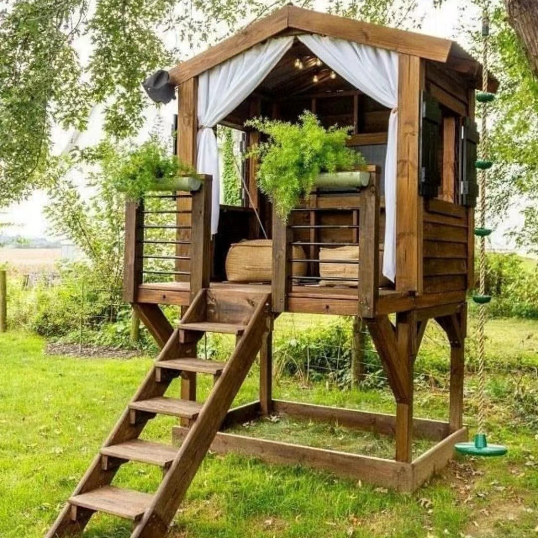 Custom Prefab Wooden Cabin Outdoor Garden Shed Log House, Weather-Resistant, Factory Direct Wholesale.