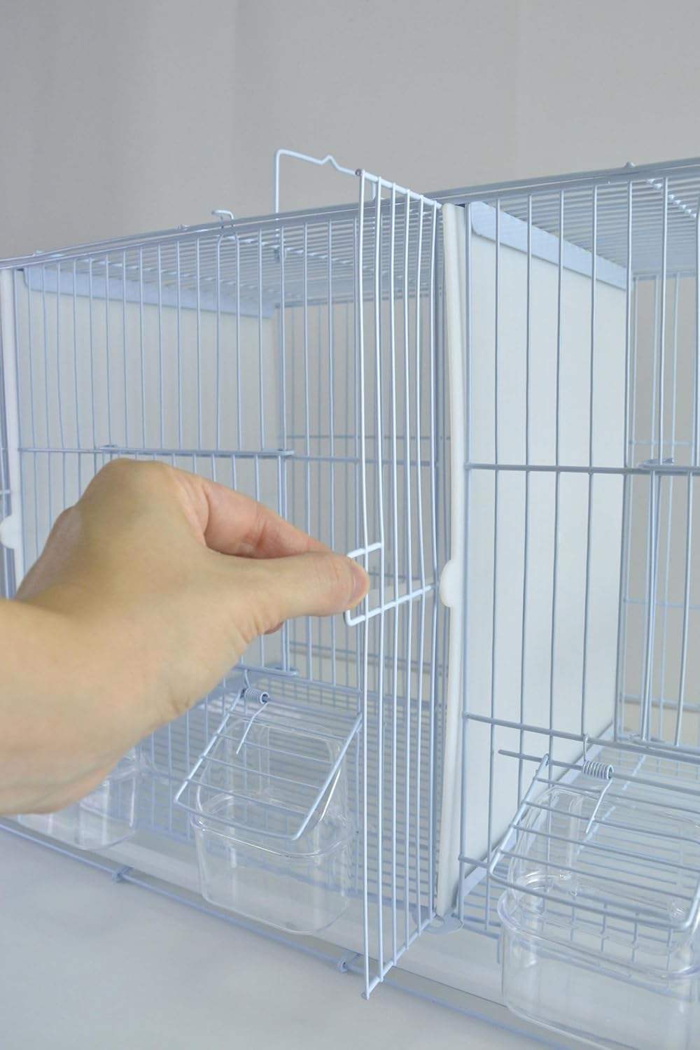 Metal Bird Cage 2/3 Compartments Breeding Dividers Removable Plastic Tray Button Perches Feeders Easy to Clean