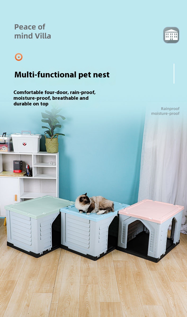 Outdoor Rainproof Dog Kennel and Pet House Rural Courtyard Villa Made of Plastic Sunscreen Dog Shed for Comfort and Shelter