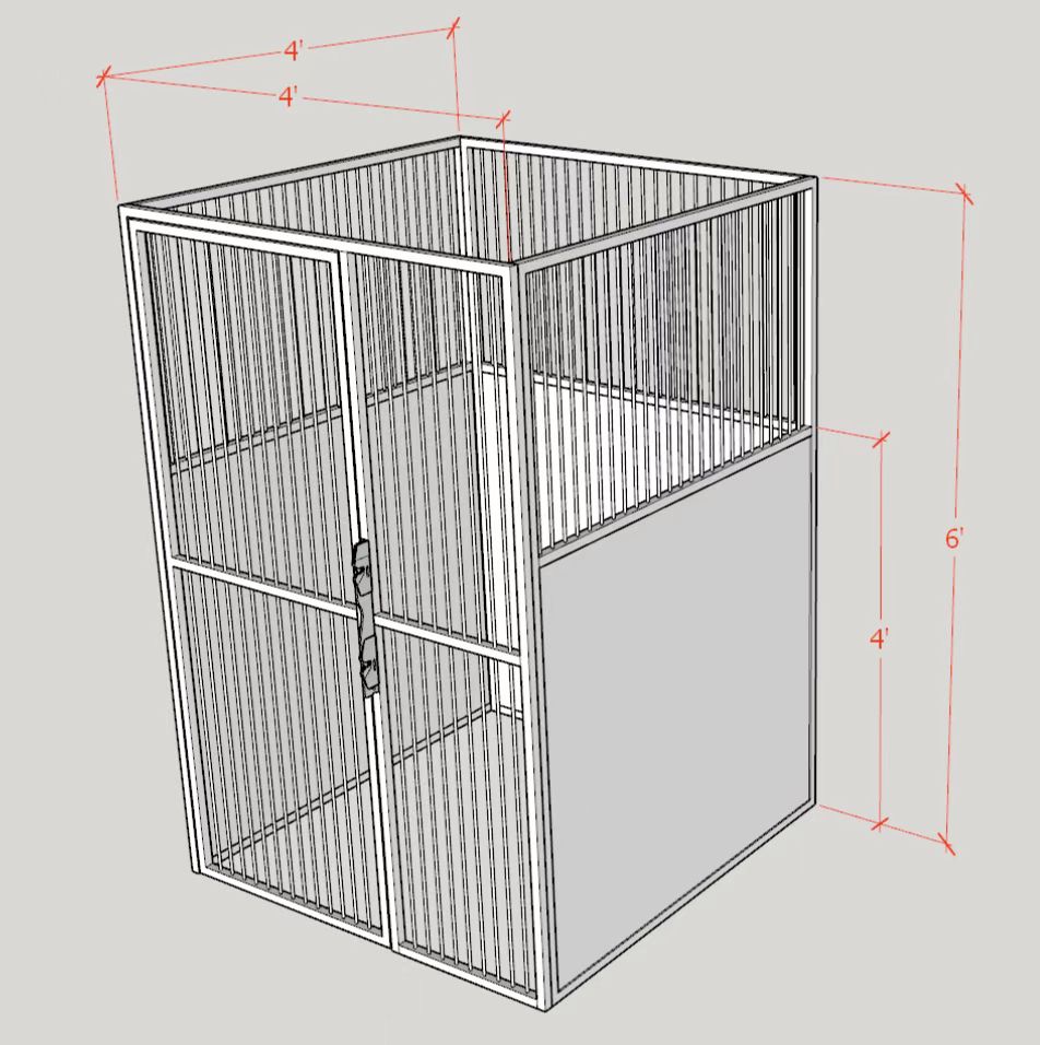 Pujia Factory Customizable Veterinary Stainless Steel Indoor 4x4x6ft /4x6x6ft Dog Kennels Glass with HDPE Panels Run Cages