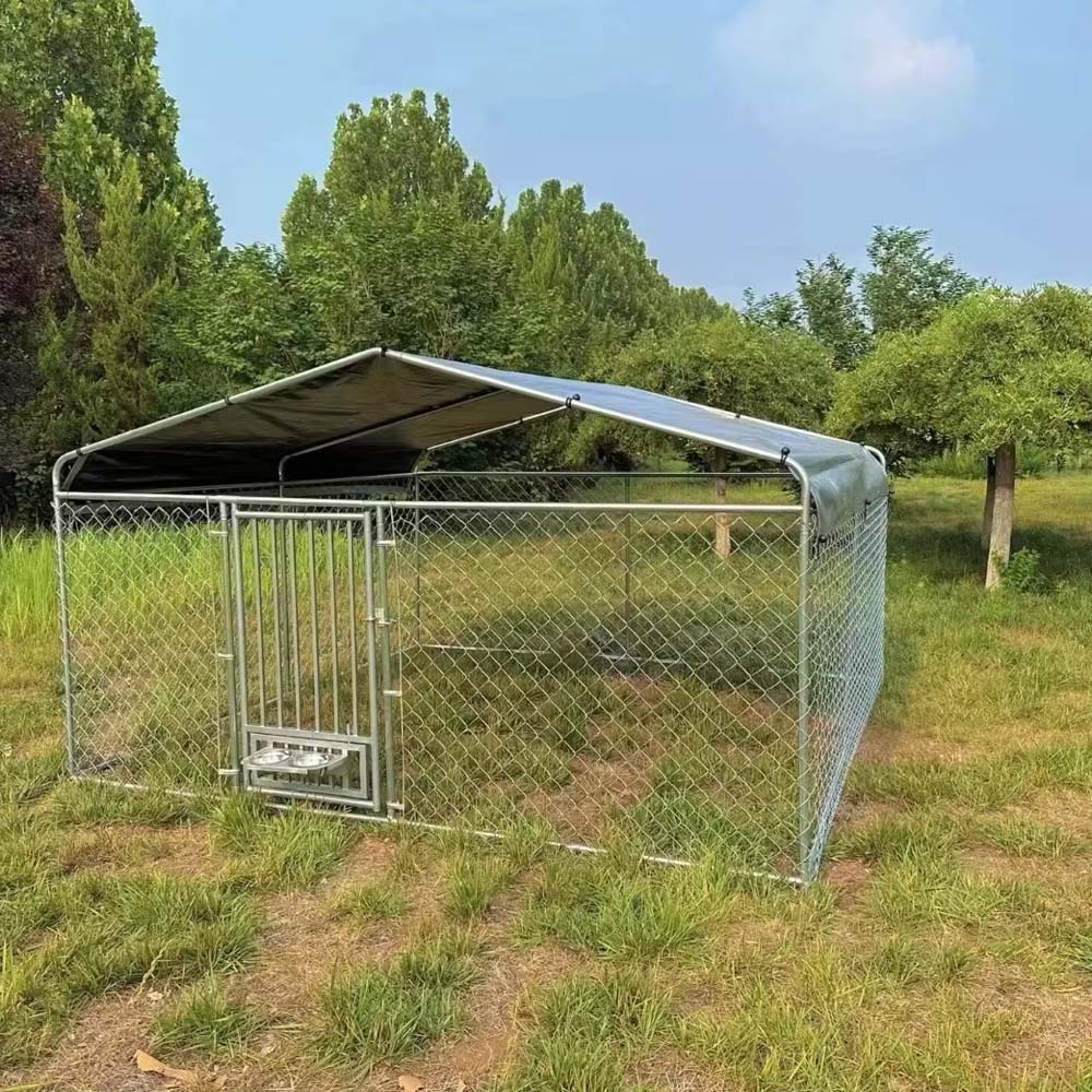 Heavy Duty 10x10ft Outdoor Dog Kennel with Roof Galvanized Steel Modular Pet Run Large Animal Shelter for Breeding Business