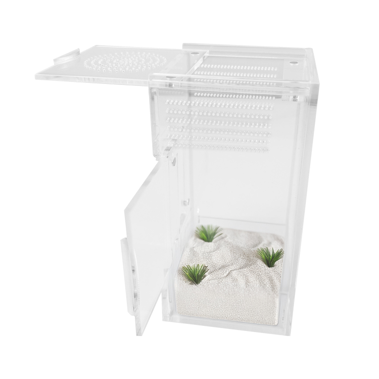 Custom Modern Large Volume Slider Opening Acrylic Transparent LED Light Pet Reptile Organic Ecological Box Perforated