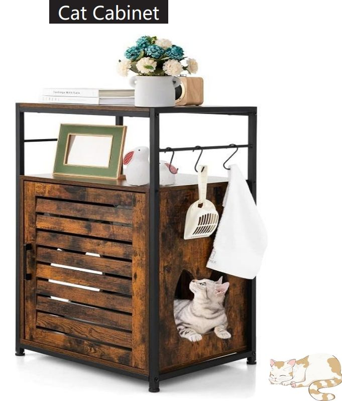 Indoor End Table Feandrea Cat House Enclosure Litter Box Furniture Hidden
