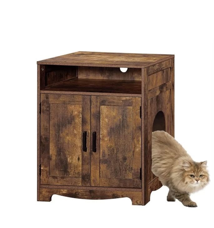High Quality Wooden Furniture Rustic Brown Cat Pet House