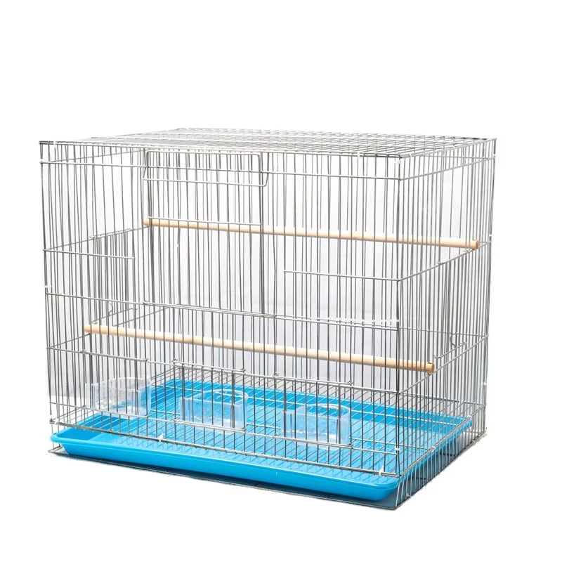 Hot Sale Galvanized Wire Mesh Parrot Breeding Cage Easy Clean Detachable Plastic Tray Aviary Equipment