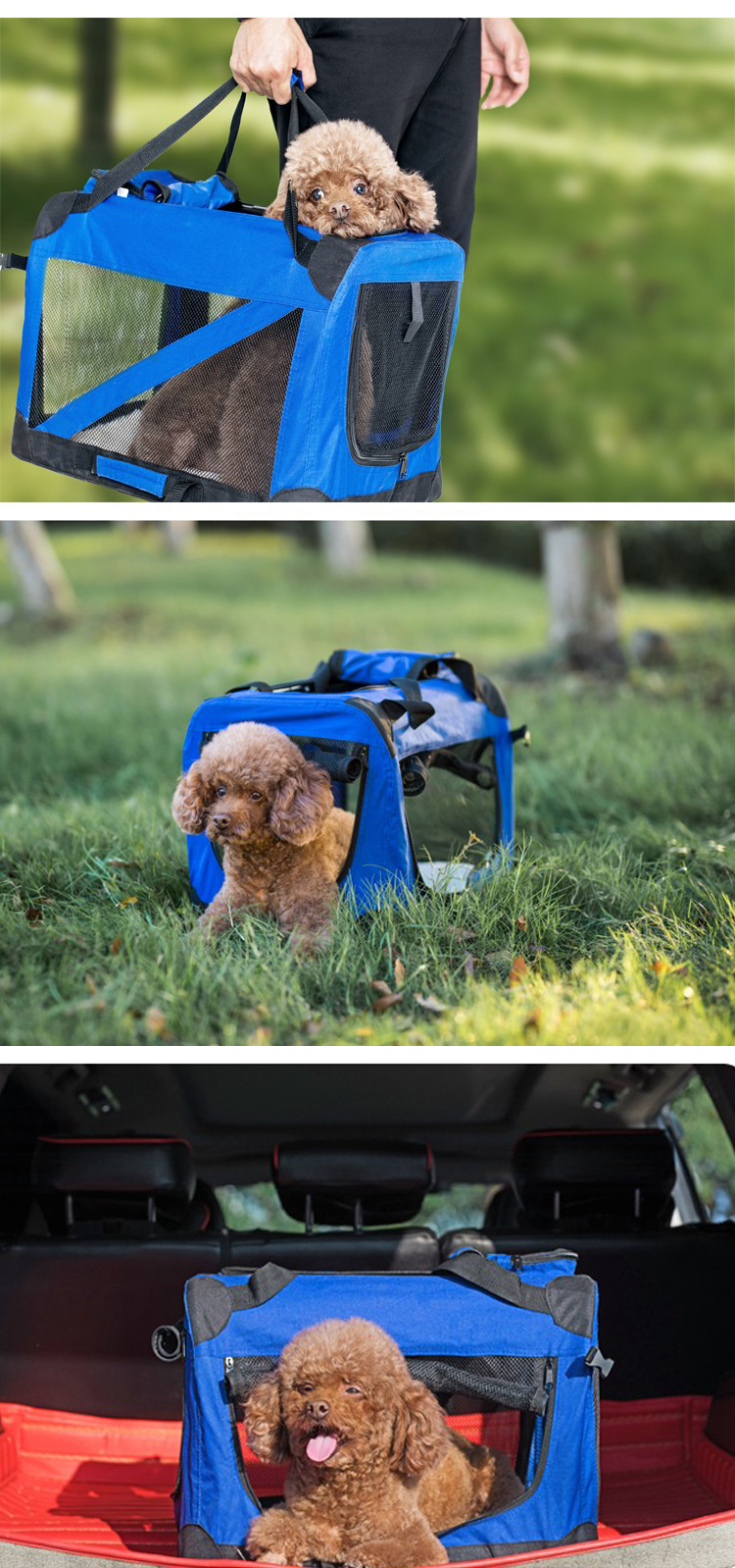 Soft Easy to Fold Foldable Comfy Dog Travel Crate Dog Carrier Carry Dog Crate Washable Fabric Cover for Indoor & Outdoor Use
