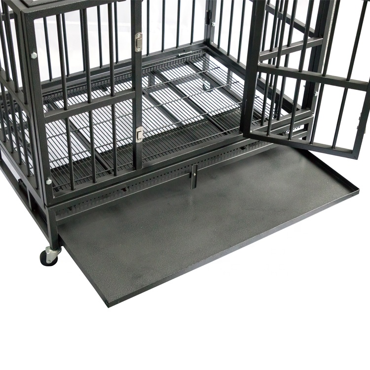 Dog Cage Crate Heavy Duty Strong Metal Kennel Playpen for Large Dogs with Four Wheels