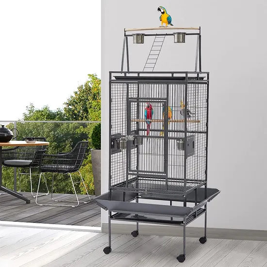 Black XL Metal Bird Cage with Removable Tray for Easy Cleaning Eco-Friendly