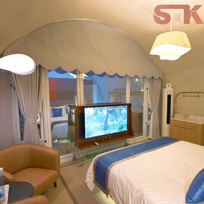 Luxury Mobile Shell Hotel Prefabricated Modular Cabin For Outdoor Resort Spa Garden Glamping Vacation Stay With Glass Door