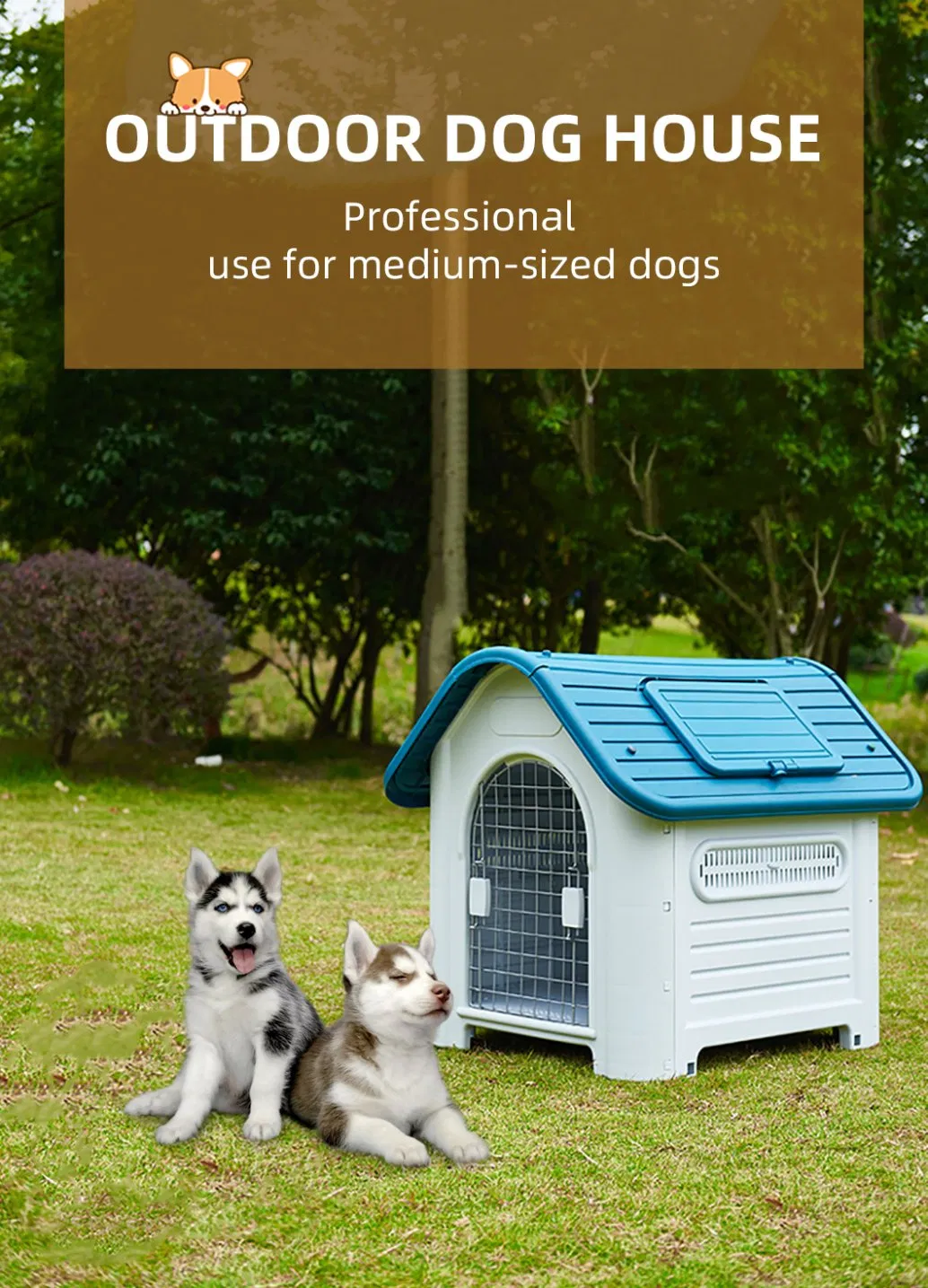 OEM Waterproof Comfortable Luxury Outdoor Safe Non Toxic Indoor and Outdoor Large Plastic Pet House Suitable for Big Dog
