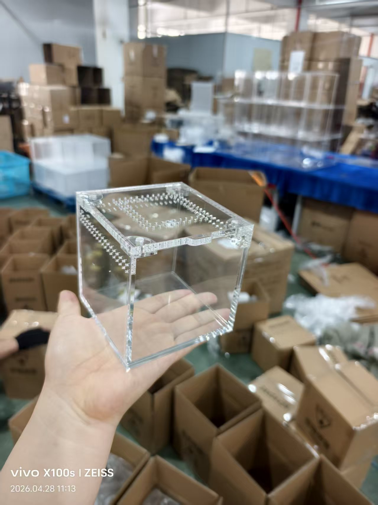 Modern 3x3x3 Inch Clear Acrylic Small Pet Enclosure Fluorescent Magnetic Jumping Spider Lizards Cube for Small Pets