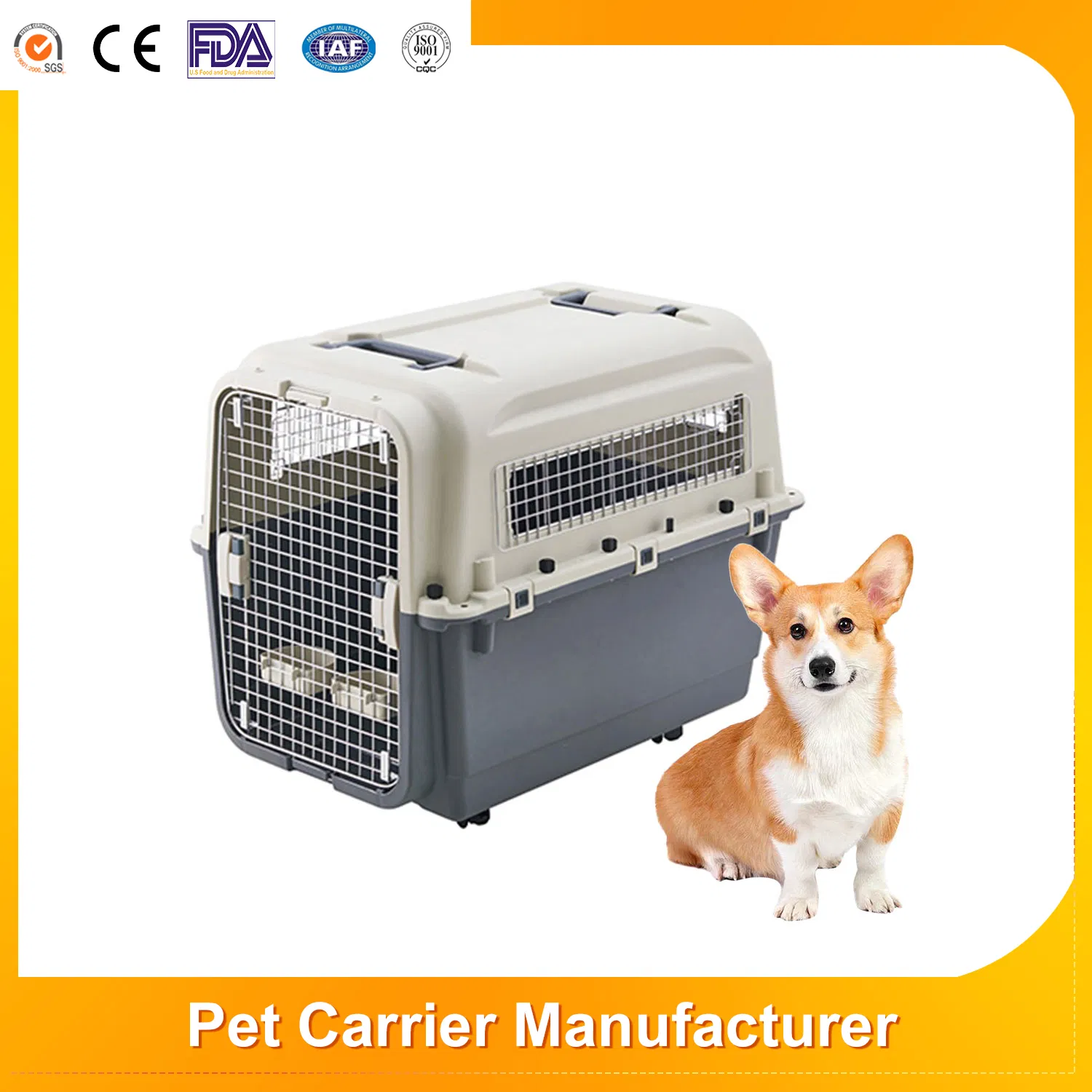 Factory Custom Outdoor Travel Airline Pet Carrier Consignment Collapsible Plastic Supplier Airline Approved Dog Cage