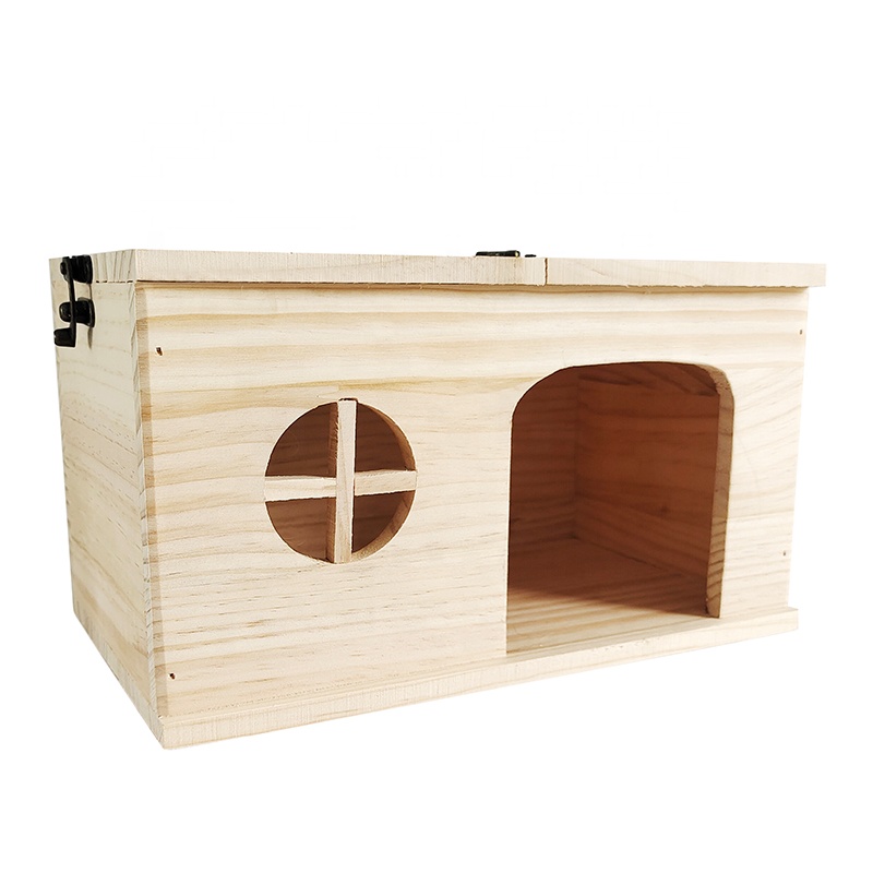 Custom Pet Rabbit Wood House Hamster Cage House With Window Small Animal Cages Chinchilla and Guinea Pig Housels