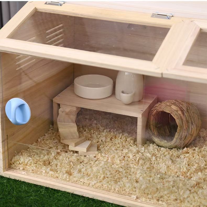 New Portable Durable Eco-Friendly Wooden Cage Openable Top Hamster House Small Animals Guinea Pigs Featuring