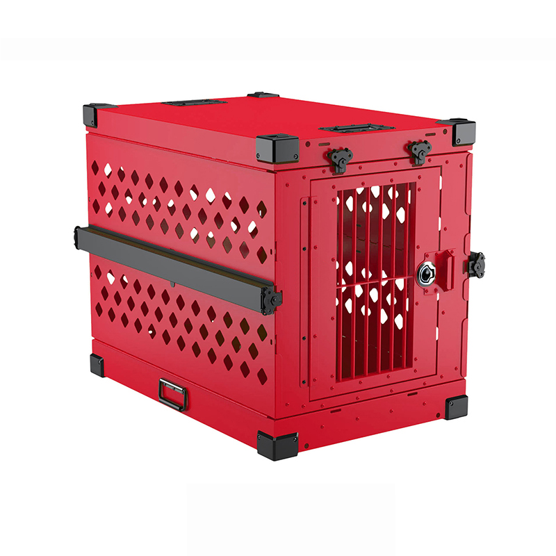 Easy to Carry Durable Large Metal Dog Cage Heavy Duty Aluminum Folding Portable Dog Crate Animal Dog Kennel Box for Car