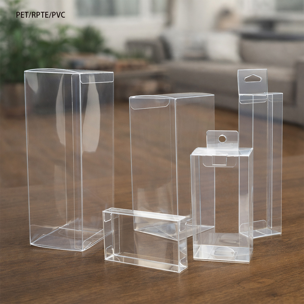Recyclable Clear Plastic RPET/PVC Square Packaging Box With UV Printing For Gift &amp; Craft Display