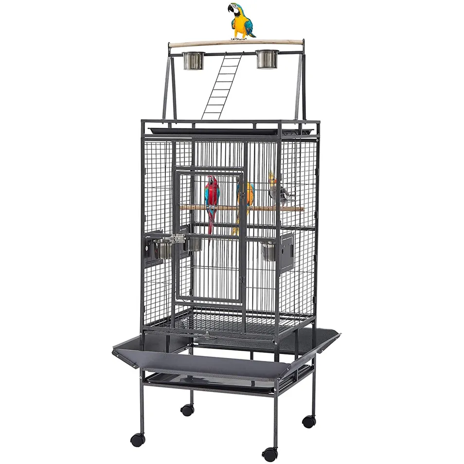 Black XL Metal Bird Cage Showcase