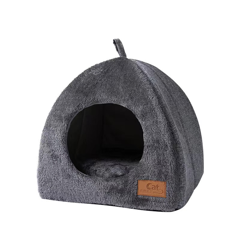 Wholesale Foldable Cat Nest Bed Mat Warm Arctic Velvet Triangle Use Double Sided Dog House Soft Pet Cat Bed House