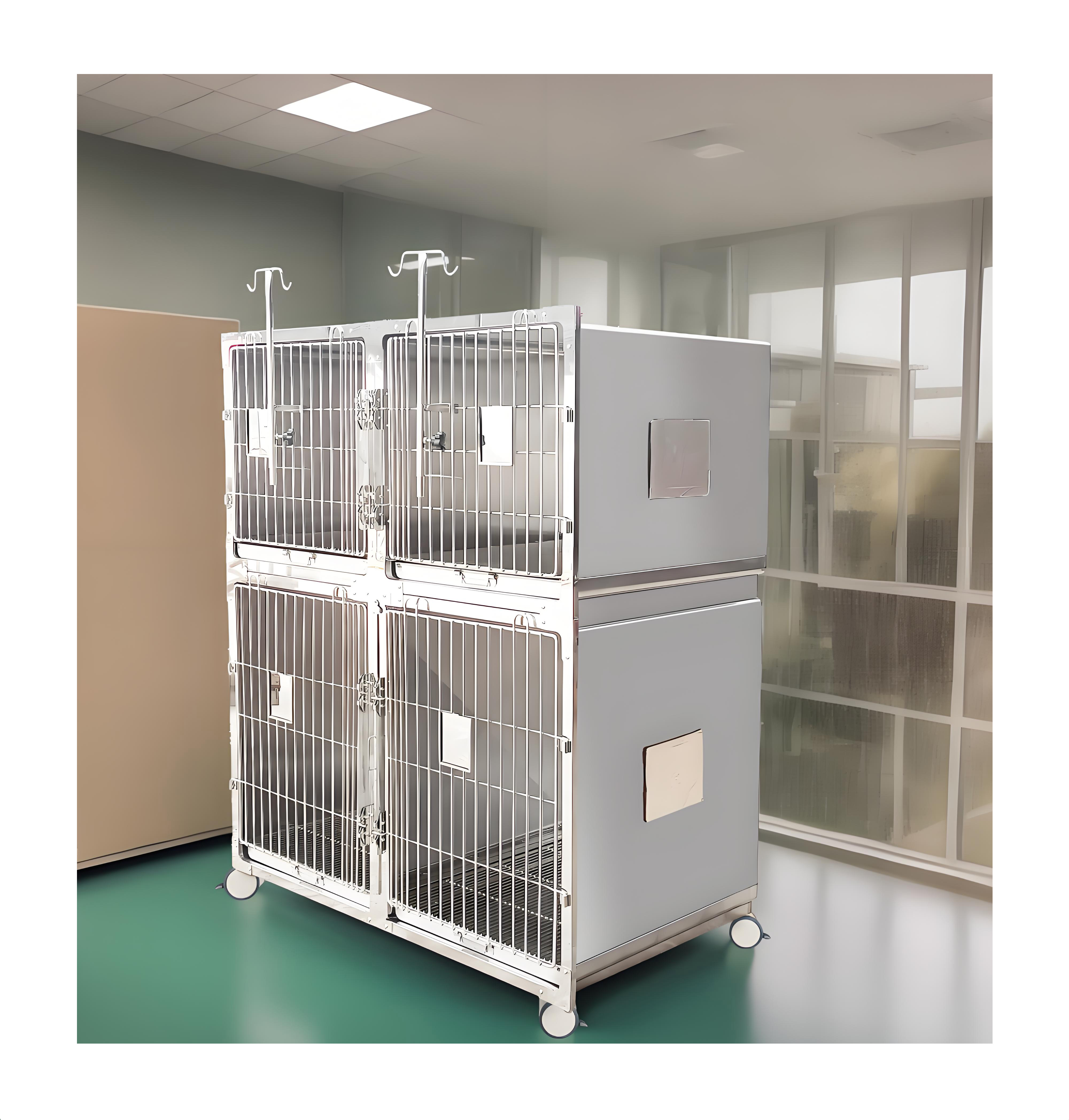 Heavy Duty Stainless Steel Dog Crate for Large Dogs - Indoor Home Use Kennel with Removable Tray and Wheels, Easy Clean
