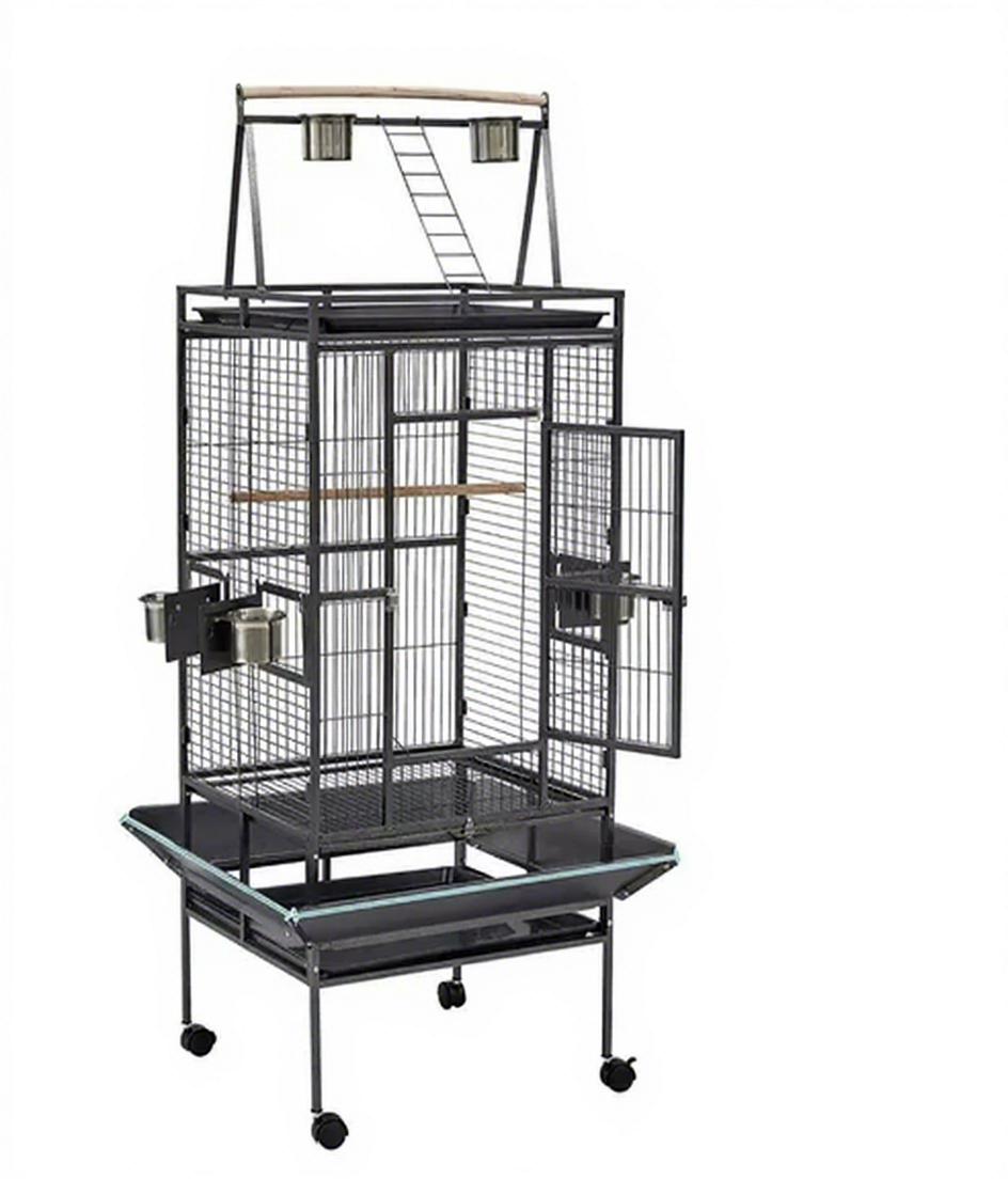 Black XL Metal Bird Cage with Removable Tray for Easy Cleaning Eco-Friendly
