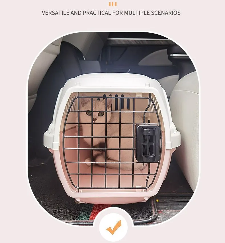 Plastic Portable Cat Dog Luxury Air Carrier Cage Airline Approved Pet Travel Box