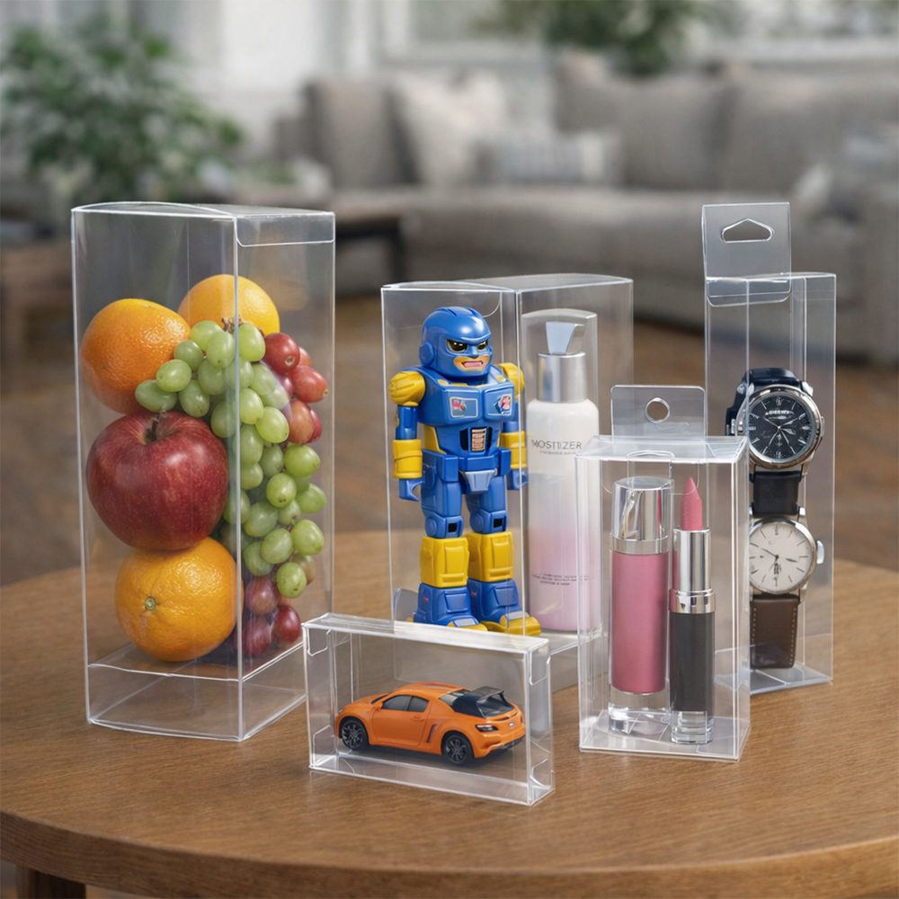 Recyclable Clear Plastic RPET/PVC Square Packaging Box With UV Printing For Gift &amp; Craft Display