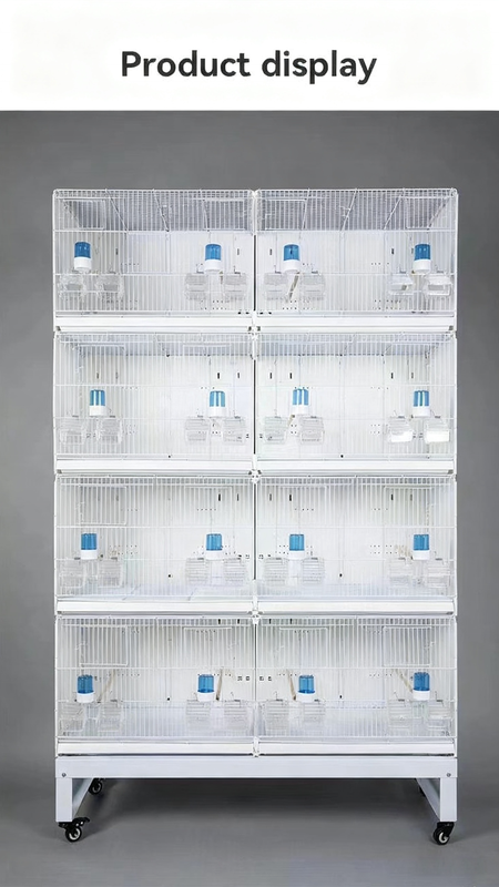 4 Layer Stackable Collapsible White Wire Canary Breeding Cages Handmade Luxury Love Bird Cage Carton Package With Drinker Box