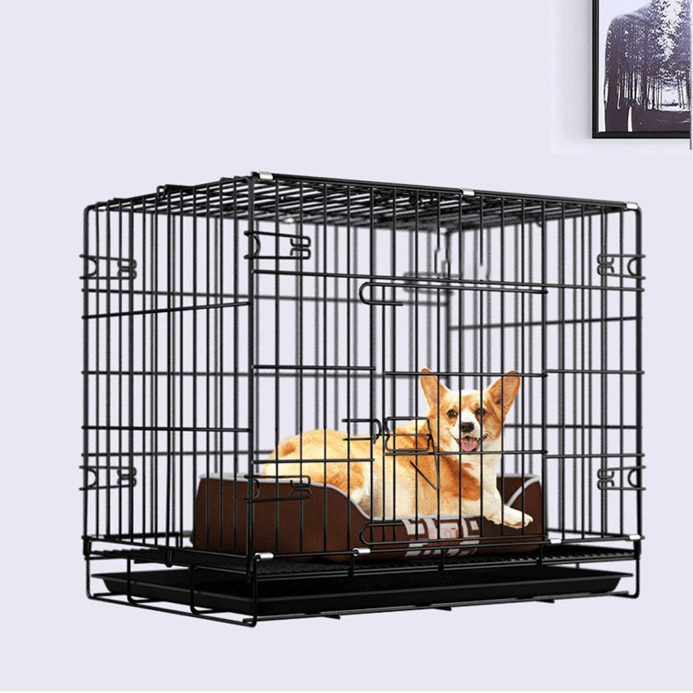 Wholesale OEM/ODM Heavy Duty Foldable Metal Dog Cages with Secure Double Doors Easy Clean Removable Tray Custom Logo Packaging