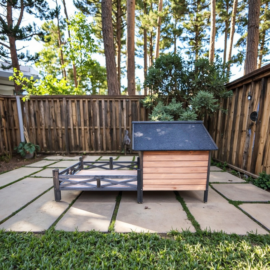 SHUNDA SDD010 Luxury Eco-Friendly Wooden Pet Villa Dog House Classic Style Waterproof Outdoor Kennel Elevated Floor Design