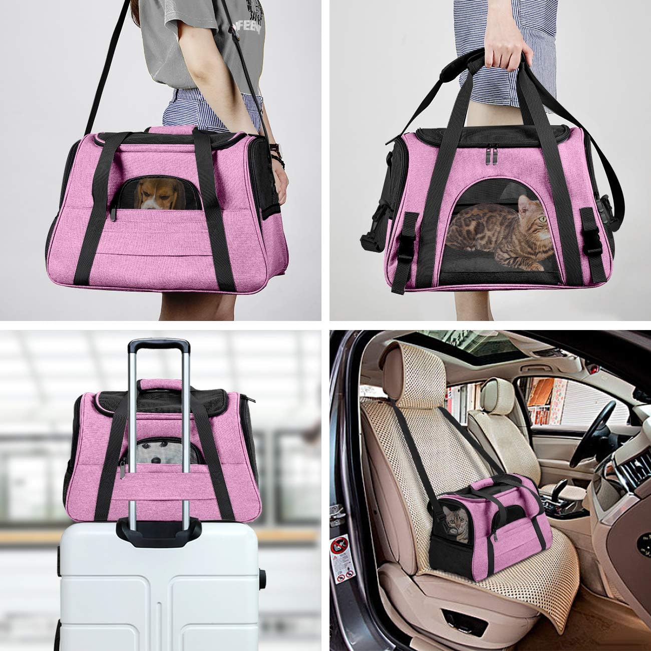 Custom Printed Waterproof Breathable Polyester Folding Dog Cage Crate Expandable Soft-Sided Pet Carrier Removable Fleece Pad