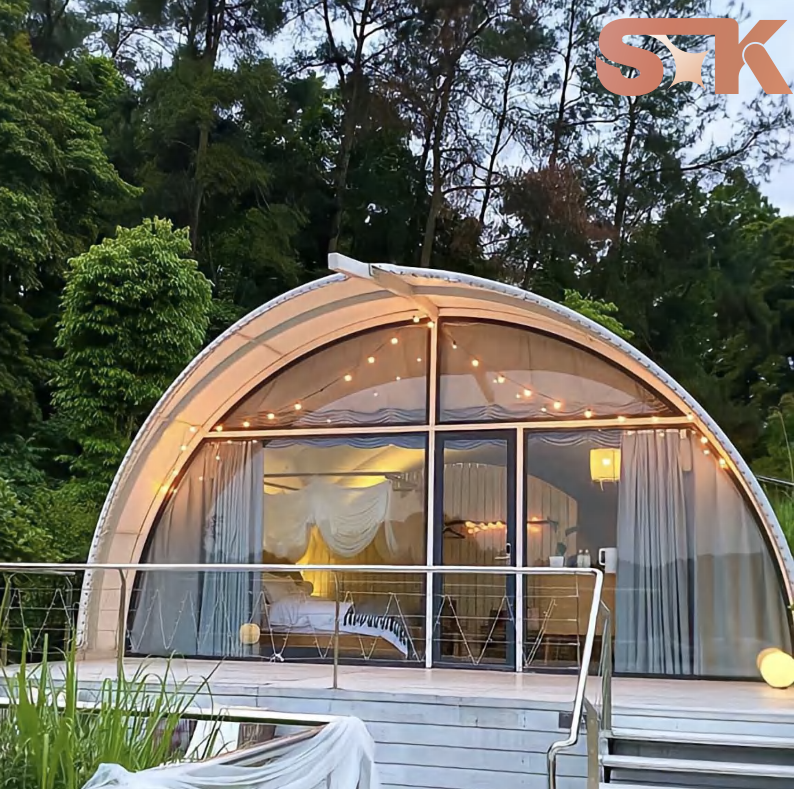 Luxury Mobile Shell Hotel Prefabricated Modular Cabin For Outdoor Resort Spa Garden Glamping Vacation Stay With Glass Door