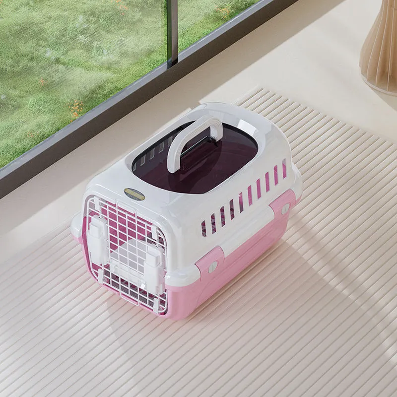 New Design Red Airline Shipping Approved Plastic Travel Transport Cage for Dogs