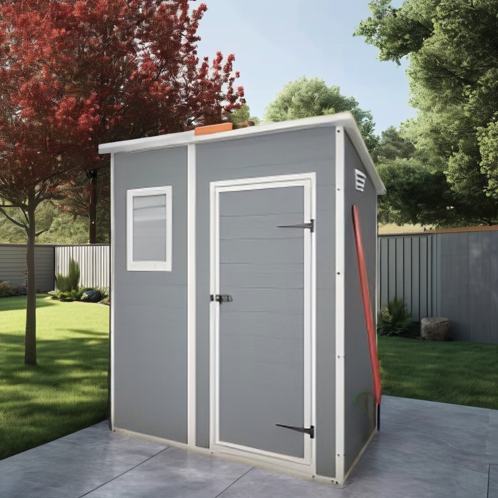 Large 6x4ft Outdoor Building Cabin Bike Shed Plastic Garden Tools Storage House With Window