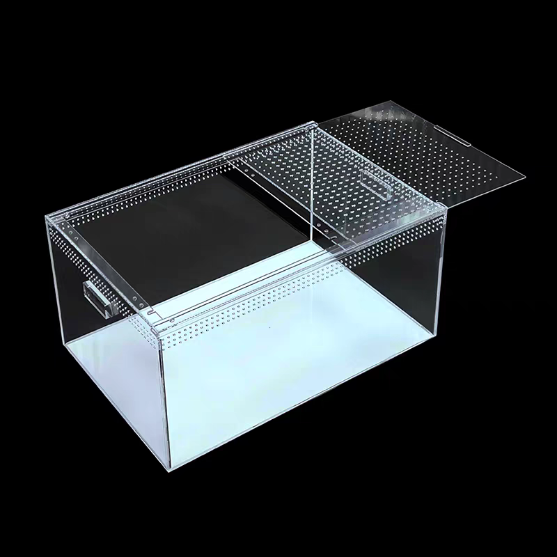 Zhiling Fashionable Transparent Acrylic Square Geometry Pattern Handmade UV Technique Practical Small Reptile Enclosure Pet